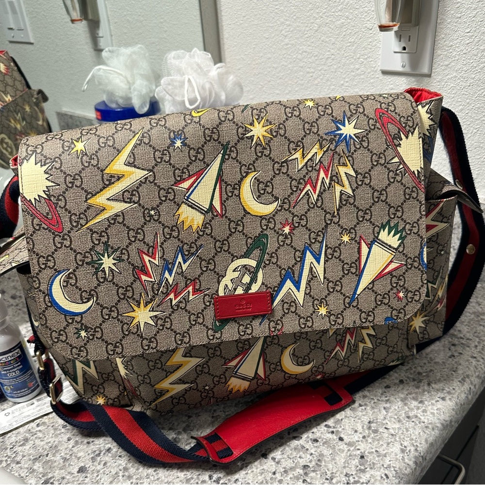 Gucci Beige and Red Baby Bag
